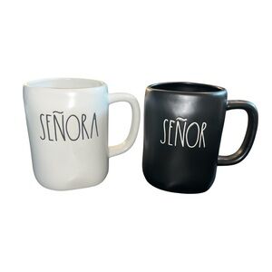 Rae Dunn Black and White Señora & Señor Mug Set